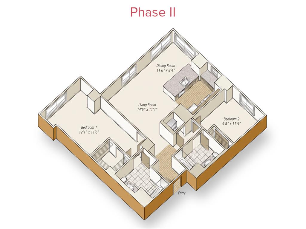 2 beds |  2 baths |  "apartment"